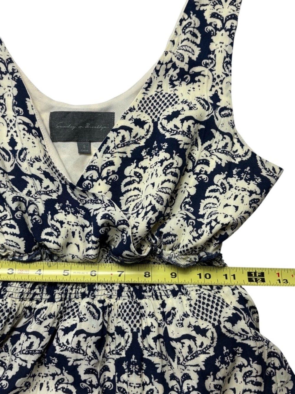 Anthropologie Sunday in Brooklyn Blue & Cream Lace Boho Maxi Dress • Small - Picture 7 of 10